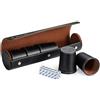 X SIM FITNESSX Dice cup - Set di 5 bicchieri a forma di cubo in pelle PU, con tazza + 25 dadi a pois + custodia esclusiva in ecopelle con chiusura magnetica