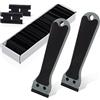 EHDIS 2 Manico Lungo Raschietto Plastica con 100 Lame di Plastica, Raschietto Set, per Piano Induzione, Cucina, Piastrelle e Auto, Rimuove Adesivi, Etichette Adesive di Carta, grigio