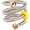 Qrity 2 Pezzi G 1/2 x G 1/2 Tubo Flessibile Intrecciato In Acciaio Inossidabile Tubo Idraulico Dell'acqua Per Bagno Wc Rubinetti Lavello Della Cucina Tubi Di Ingresso Acqua, 100 cm