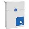 Arregui Tondo S E6721-BLU Cassetta Postale Indiviuale da Parete con Segnaletica di Numero, Personalizzabile, Dimensione S (DIN A5)- 30,5 x 23 x 10 cm, Con Serratura Coperta, Bianco e Blu