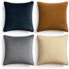 Blau Marité Set di federe in velluto extra morbido con bordo a contrasto. Design moderno e reversibile. Imbottitura non inclusa. (45x45 cm, Marrone, Grigio e Beige, 4)