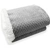 Home Tresor Coperta Plaid in Pile Sherpa Invernale Calda, Morbida con Doppio Strato Agnellato, Coperta Flanellata in Microfibra, 440 gr/mq (Grigio, Plaid cm.127x152)