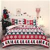 Vgzsyomqib Natalizio Set Copripiumino Letto Singolo Completo 1 Sacco Copripiumino 135x200 cm e 1 Federe 50x75 cm Copri Piumone Bambini Natale Stampe Parure Biancheria Letto Bambina Ragazza Rosso Verde