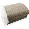 Home Tresor Coperta Plaid in Pile Sherpa Invernale Calda, Morbida con Doppio Strato Agnellato, Coperta Flanellata in Microfibra, 440 gr/mq (Beige, Plaid cm.127x152)
