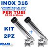 PIMAR COPPIA PORTACANNE INOX 316 PER BATTAGLIOLA PULPITO REGOLABILE BARCA