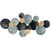 HOMCOM Decorazione Murale in Metallo 3D, Wall Art a Cerchi 133x66cm, Blu, Nero e Oro|Aosom