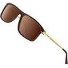 ATTCL Occhiali da sole polarizzati per uomo, occhiali da sole rettangolari, 100% anti UV400 2055 Gold+Brown