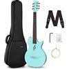 Enya Nova Go Chitarra Acustica - Blu 35'' Fibra di Carbonio Chitarra Starter Kit con Chiave per Tracolla per Borsa da Concerto corde per Panno per la Pulizia per Bambini Adulti Principiante Viaggio