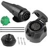 SPARKMOTO Spina 13 Poli E Presa 13 Poli Rimorchio Impermeabile,presa per rimorchio 13 poli spina per rimorchio 13 poli per Auto RV gancio traino,con Guarnizione Kit isolante E copertina verde(Nuovo)