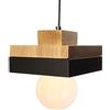 Chrasy Lampada a Sospensione Moderna in Metallo e Legno Nero E27 | Portalampada per LED Alogene e Basso Consumo, Cavo Regolabile 90 cm, Luce Verso il Basso, per Cucina Sala Bar Camera