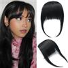 Dsoar Frangetta per Capelli Veri Umani Frangetta per Capelli Spessi Clip In Frangia Estensione Dei Capelli Frangia Non Trattata, 1b# Colore Nero