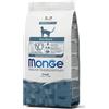 Monge Natural Superpremium Sterilised Monoprotein con Trota - 10 kg Monoproteico crocchette cani Croccantini per gatti