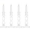 Glasseam Portacandele Conici In Vetro 4 Pezzi Base Per Candeliere Con Base Larga Decorazioni Da Tavolo Adatto A Candele Coniche Da 2 Cm Coperta Per Esterno Per La Cena Di Nozze