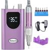 Delanie Trapano elettrico portatile 35.000 giri/minuto per manicure e pedicure, ricaricabile, velocità regolabile LCD