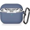 KOKOKA Custodia in Silicone Compatibile con AirPods Pro 2, Case Cover Protettiva in Premium Silicone per Airpods Pro 2 (2022 Released) Custodia con Moschettone, LED Frontale Visibile, Gray Blue
