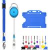 Lanyards Tomorrow LanyardsTomorrow Trio Porta Badge e Bobina 1Pcs - Set di cordino retrattile e porta badge, confezione tripla con cordino singolo, moschettone estensibile e porta carta d'identità rigido, colore blu