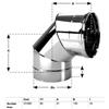 DeMarinis Curva Canna Fumaria In Acciaio Inox Aisi 304 BA Spessore 0,44 mm. 90°. Ø80 Conf. 4 pezzi ,