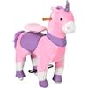 HOMCOM Cavallo a Dondolo con Ruote a Forma di Unicorno per Bambini da 3-6 Anni, 70x32x87cm, Rosa|Aosom
