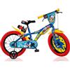 DINO BIKES Bici per Bambini 3-6 Anni Bicicletta 14 Pollici Sonic Con Rotelline Stabilizzatrici