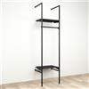 Plus TP K11 scaffale nero con 2 mensole e 1 appenderia 66 cm