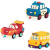 B. toys - Mini Wheeee-ls! - Macchinine a retrocarica - 3 mini auto giocattolo - autobus, auto da corsa, auto della polizia - veicoli giocattolo per bambini, bambini, 1 anno +