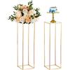 NUPTIO Vaso D'oro per Centrotavola di Nozze - 2 Pezzi Centrotavola D'oro Alti 100cm per Tavoli Centro Tavola Geometrici Fiori Stand Vasi A Colonna Metallo per Matrimoni Festa Compleanno Decorazione