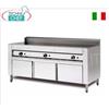 Cuocipiadina a gas con supporto armadiato, piastra in acciaio da 1800x600 per 12 piadine, potenza termica kw 24, dim.mm 1810x730x960h