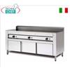 Cuocipiadina a gas con supporto armadiato, piastra al cromo satinato da 900x600 per 6 piadine, potenza termica kw 11, dim.mm 950x730x960h