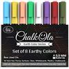 Chalkola Pennarelli a Gesso liquido - Confezione da 8 pennarello dai colori della Terra - Da usare su Lavagne Bianche, Lavagne di Gessi, Finestre, Lavagne Nere, Vetri di Bistrot - Punta da 6 mm