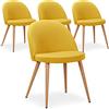 Menzzo - Set di 4 sedie scandinave Maury, in tessuto, colore beige, Tessuto, giallo, 51 x 56 x 75 cm