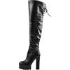 Only maker - Stivali da donna sopra al ginocchio, con tacco alto e plateau, Poliuretano nero., 45 EU