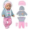 OTMOON Set alla moda con cappotto, camicetta, pantaloni, cappello e calzini per bambole da 35-45 cm