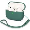 AOTUAO Compatibile con AirPods PRO 2 Custodia Case Cover, Case Protettiva Antiurto Antiscivolo in Silicone per AirPods PRO 2 Seconda Generazione 2022 Custodia con Silicone Lanyard, Pine Green