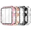 Simpeak 5 pellicole protettive per display compatibili con Apple Watch 38 mm Series 1/2/3 2 in 1, cornice in PC rigida e vetro temperato HD, sensibile al tocco/copertura completa/ultra