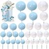 LIVESTN 50 Pezzi Mini Topper Foam Ball Torta, Inserto Palloncino per Cupcake, Palline Perle Finte Schiuma Sfera, per Anniversario Festa di Compleanno Baby Shower (Blu e Bianco)
