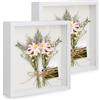 Anhow 3D Cornici per Foto 20x20 cm, Anhow 2 Pezzo Profonda 3 cm Cornice Foto con Foglio Vetro Trasparente - Bianco/ 2 Pezzo