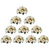 Nuptio 10 Pezzi Fiori Finti, Rose Plastica a 15 Teste con Base, Adatte per Centrotavola Matrimonio del Nostro Negozio Fioriera per Decorazioni per la Casa di San Valentino(Champagne&Bianco)