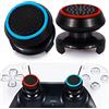 Playrealm FPS Thumbstick Grip Copri Levette Analogiche e Estensore Stampa Gomma da Cancellare Silicone Presa Copertina 2 Set per PS5 Dualsenese e controller PS4 (Nero Rosso + Blu)