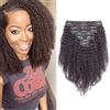 Silk-co Extension Clip Capelli Veri Kinky Curly Africana Extensions Virgin Human Hair 8 Fasce Capelli Ricci 30cm-105g #Nero Naturale