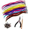 Reccisokz - 52 extension per capelli sintetici e vari colori, 100 perline, clip e ganci treccine africane, glitter ciocche colorate per bambina