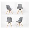 FT TENORE OLAF - Set 4 sedie in plastica da pranzo con gambe in legno e cuscino, per cucina, ufficio, soggiorno di design moderno (Bianco)