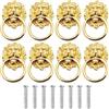Yhuasia Testa Leone Pomello Mobili, 8 Pezzi Pomelli Maniglioni Testa Leone, Pomelli Cassetti Comò Testa Leone, con Viti, per Pomoli Porta Gioielli Portagioie Anello Cassetto Maniglia Maniglia (Oro)