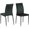 AC Design Furniture Devin - Set di 4 sedie da pranzo in velluto con schienale, design minimalista, in tessuto verde scuro, gambe in metallo, sedie da pranzo imbottite, sedia da ufficio