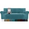 MAXIJIN Copridivano in velluto spesso a 3 posti, super estensibile, per cani Cat Pet Friendly 1 pezzo elastico Furniture Protector copridivano in peluche (3 posti, blu pavone)