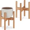 Relaxdays Set da 2 Supporti per Fiori e Piante, Portavasi per Vasi Fino 32 cm Ø, Regolabili e Impilabili, Marrone Chiaro, bambù