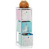 Relaxdays Scaffale per Giocattoli con 3 Scatole, per Bambini & Bambine Design-Lama Armadio 89x27,5x30 cm, Multicolore