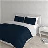 Italian Bed Linen Set Copripiumino 100% Cotone Natural Color, Made in Italy - Parure Copri Piumino - Sacco Piumone 250x200 cm con Doppia Patella e Federe Cuscino, Matrimoniale, Blu Scuro/Grigio Chiaro