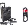 Ibiza Port8Vhf-Bt-Wh Impianto Audio Portatile Cassa Attiva (400 Watt, Ingressi USB SD Mp3, 2 Microfoni, Batteria Integrata), Nero, Subwoofer 8 & Stagg SMC6XP Cavo Microfonico di Alta Qualità