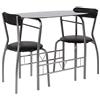Flash Furniture Tavolo da Pranzo e sedie in Vetro, Metallo, Nero, 3-Piece Set