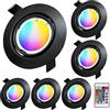 KYOTECH Faretti LED da Incasso per Cartongesso RGB Orientabile 5W Bianco Caldo 3000K 400LM Dimmerabile con Telecomando Plafoniere LED Soffitto Faretto Incasso Ultrasottili Nero Set da 6